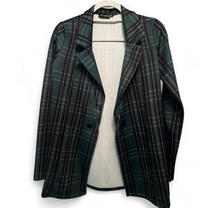prettylittlething plaid green blazer